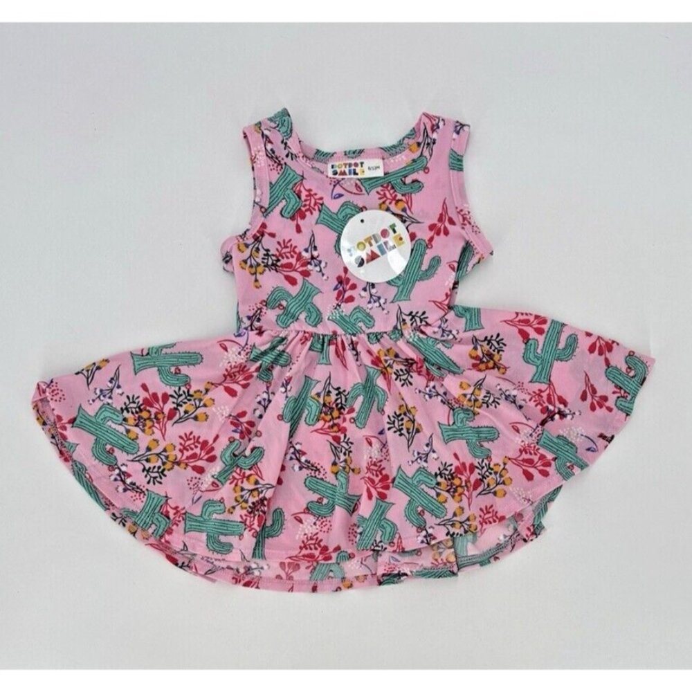 Dot Dot Smile Girl's Tank Dress 6-12 months Sleeveless Pink Cactus/Wildflowers